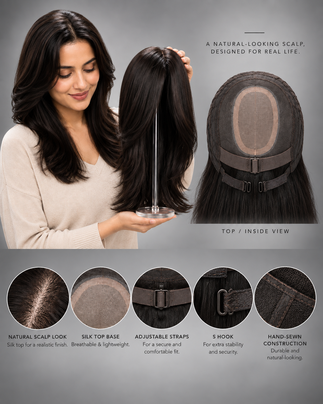 Pull Through Silk Wig